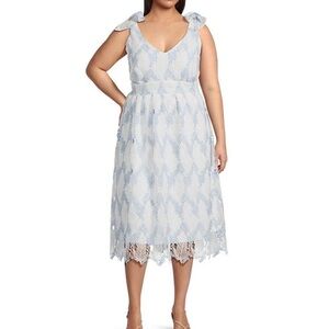 Layered With Love Plus Size Bow Tie Shoulder Lace Midi Dress
XX13
